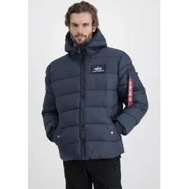 Alpha Industries Steppjacke ALPHA INDUSTRIES "Hooded Puffer Alpha FD", Herren, Gr. 3XL, blau (rep blau), Web, Obermaterial: 100% Nylon, unifarben, regular fit normal, ohne Ausschnitt, Rippbündchen, Jacken Steppjacke