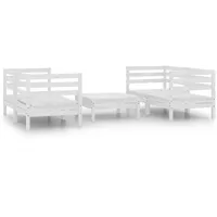 vidaXL 5-tlg. Garten-Lounge-Set Weiß Kiefer Massivholz