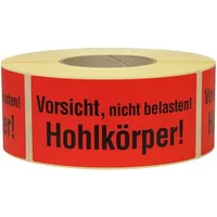 Denios TransPak Hinweis Etiketten Vorsicht Hohlkörper 1.000 Stk/Rolle