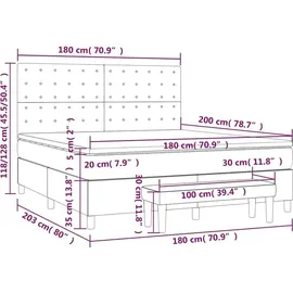 vidaXL Boxspringbett mit Matratze Dunkelblau 180x200 cm Samt