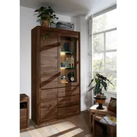 Massivmoebel24 Vitrine Sheesham 109x40x202 smoked cherry gebeizt toronto 111
