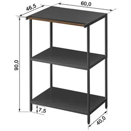 Yamazaki Küchenregal 60 x 90 x 46 cm Schwarz