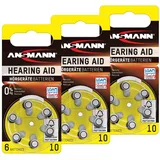 ANSMANN Hörgerätebatterien 10 gelb 18 Stück - Zink Luft Hörgeräte Batterien Typ 10 P10 ZL4 PR70 mit 1,4V - Knopfzelle mit besonders langer Laufzeit für Hörgerät Hörverstärker & Hörhilfe