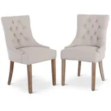 Raburg Esszimmerstuhl Polsterstuhl mit Chesterfield-Design, Beine Holz, Isabella (2er-Set), eleganter Küchenstuhl im Landhausstil, Steppung, Belastbarkeit 110 kg beige