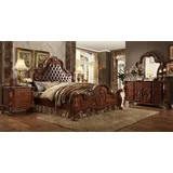Xlmoebel Schlafzimmer-Set Barockstil Schlafzimmermöbel in edlem Design aus hochwertigem Holz, (5-tlg., Bett + 2x Nachttische + Spiegel + Kommode), Hergestellt in Europa braun