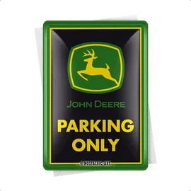 Nostalgic Art Nostalgic-Art Retro Blechpostkarte, 10 x 14 cm, John Deere Parking Only – Geschenk-Idee für Traktor-Fans, Original Lizenzprodukt (OLP), Postkarte aus Metall, Mini-Blechschild als Grußkarte