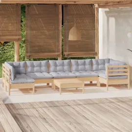 vidaXL Garten-Lounge-Set 8-tlg. grau Kiefernholz