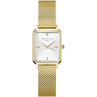Rosefield Damen-Armbanduhr, Quarz, 19,5 mm x 24 mm, weißes Zifferblatt, Armband aus vergoldetem Edelstahl, OWGMG-O73, gold, Standard, Armband