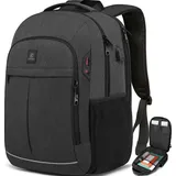 Laptop-Rucksack, Schulrucksack, große TSA 17.3 Zoll Reise Carry auf Rucksack, College Student Bookbag mit USB-Anschluss, Teenager wasserdichte Computer Rucksack Geschenk für Männer Frauen, Grau