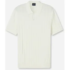 Olymp Kurzarmshirt OLYMP, Herren, Gr. M, off, Strick, Obermaterial: 54% Baumwolle, 46% Polyester, unifarben mit Farbeinsätzen, regular fit hüftbedeckend, Rundhals, Rippbündchen, Shirts, mit Flecht-Muster und Polokragen, Strick
