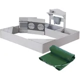 roba Sandkasten aus Holz mit Matschküche Abdeckplane Grau lasiert