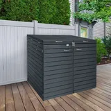 Endorphin Stabile Comfort Comfort Mülltonnengarage / Mülltonnenbox mit Gasdruckfeder 2er 240 l nachhaltig aus Holz in anthrazit - Endorphin