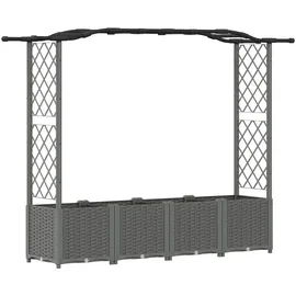 vidaXL Hochbeet mit Rankgitter und Dach 204 x 40 x 141 cm Hellgrau