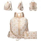 Toomoke Rucksack Damen Rucksack, Kleine 2 in 1 Rucksackhandtasche (Wasserdichte Leder Schultaschen, Geldbörse Umhängetasche Handtasche Rucksack), Geschenk,Anti-Diebstahl Tagesrucksack Schultertaschen beige