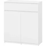 Mirjan24 Kommode Simply 2D1S SM02, Minikommode mit Schublade und 4 Fächern für Flur, Schuhkommode, Eingangsbereich (Alpenweiß)