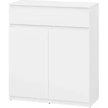 Mirjan24 Kommode Simply 2D1S SM02, Minikommode mit Schublade und 4 Fächern für Flur, Schuhkommode, Eingangsbereich (Alpenweiß)