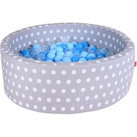 KNORRTOYS Bällebad soft grey white dots inkl. 300 Bälle soft blue/blue/transparent