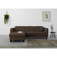 sit&more Ecksofa »Belluci L-Form«, inklusive Federkern, wahlweise mit Bettfunktion und Bettkasten, braun