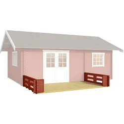 Terrasse LASITA MAJA "CAROLINE", rot (schwedenrot), B:365cm H:57cm T:200cm, Holz, Gartenhaus-Terrassen, inkl. Fußbodenbretter zum Verlegen
