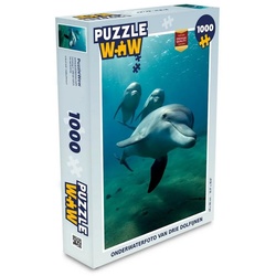 MuchoWow Puzzle Wasser - Delphin - Blau, 1000 Puzzleteile, Foto-Puzzle, Bilderrätsel, Puzzlespiele, Klassisch bunt