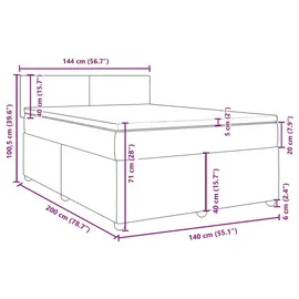 vidaXL Boxspringbett 140 x 200 cm Hellgrau