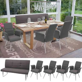 MCW Esszimmer-Set Grau, Textil, 160x99x68 cm, Esszimmer, Stühle,