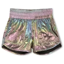 HUGO für Mädchen. G00420 Silberne schillernde Shorts (8años= 114cm), Lässig, Polyamid, Kinderbekleidung