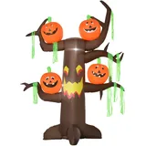 Homcom Aufblasbarer Spukbaum Kürbis Halloween Deko Figur Luftfigur mit LED Beleuchtung, Polyester, 180x80x240cm Aosom