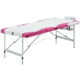 vidaXL Massageliege Klappbar 3-Zonen Aluminiumgestell Weiß und Rosa - Weiß