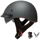 Smilfree Halbschalenhelm Mit ECE-Zulassung Vintage Motorradhelm Cruiser Chopper Scooter Helm Herren Retro Motorrad Halbhelm Damen Mofa Helm