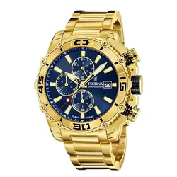Festina Herren Armbanduhr Prestige F20492/2 Chronograph Edelstahl gelbgold IP