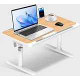 Betttisch Klappbar.Laptop Ständer,Klappbarer Laptoptisch mit Tablet-Kerbe, Höhenverstellbar,4 Winkel,Schreibtisch,Klapptisch für Bett Sofa Boden Arbeiten Studieren Lesen Schreiben - 60*40cm,Holzfarbe