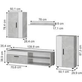 Vicco Wohnwand, Berno, Set, 4 Teile, Vicco