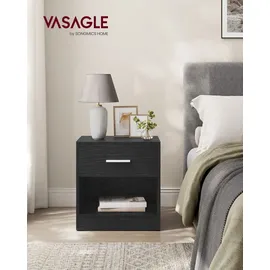 VASAGLE Nachttisch, 2er Set, Beistelltisch, mit Schublade, Griff, offenes Fach, - Schwarz