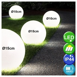 etc-shop LED Gartenleuchte, LED-Leuchtmittel fest verbaut, 4er Set LED Solar Außen Leuchten Garten Beleuchtung Kugel Lampen weiß