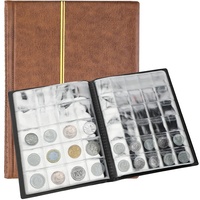 SAVITA 250 Taschen Münzalbum 10 Seiten Ledermünzen Sammelbuch Penny Sammelbuch Für Münzsammler (Braun)
