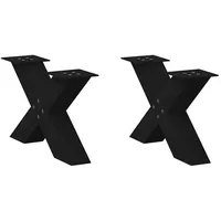 VidaXL Couchtischbeine X-Form 2 Stk. Schwarz 60x(30-31) cm Stahl