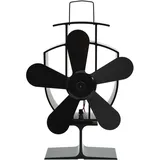 Ofenventilator Wärmebetrieben 5 Blätter Schwarz
