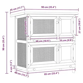 vidaXL Kleintierstall 4 Türen 120 x 60 x 100 cm grau