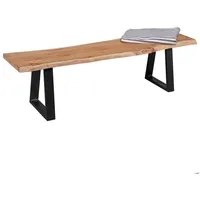 FineBuy Baumstamm Esszimmerbank 160 cm Baumkante Massivholz Essbank Holzbank