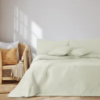 AmeliaHome Tagesdecke mit Pompons 170x270 cm Bettüberwürf zweiseitig Ultrasonic