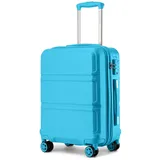 KONO Handgepäck Koffer Trolleys Leicht Hartschalenkoffer Reisekoffer mit 4 Rollen und TSA Schloss, 52x38x21cm, 36Liter, Zwillingsrollen Rollkoffer, ABS+PC Hartschale (Blau, M)
