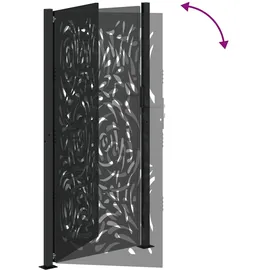 vidaXL Gartentor Schwarz 105x205 cm Stahl Flammen-Design