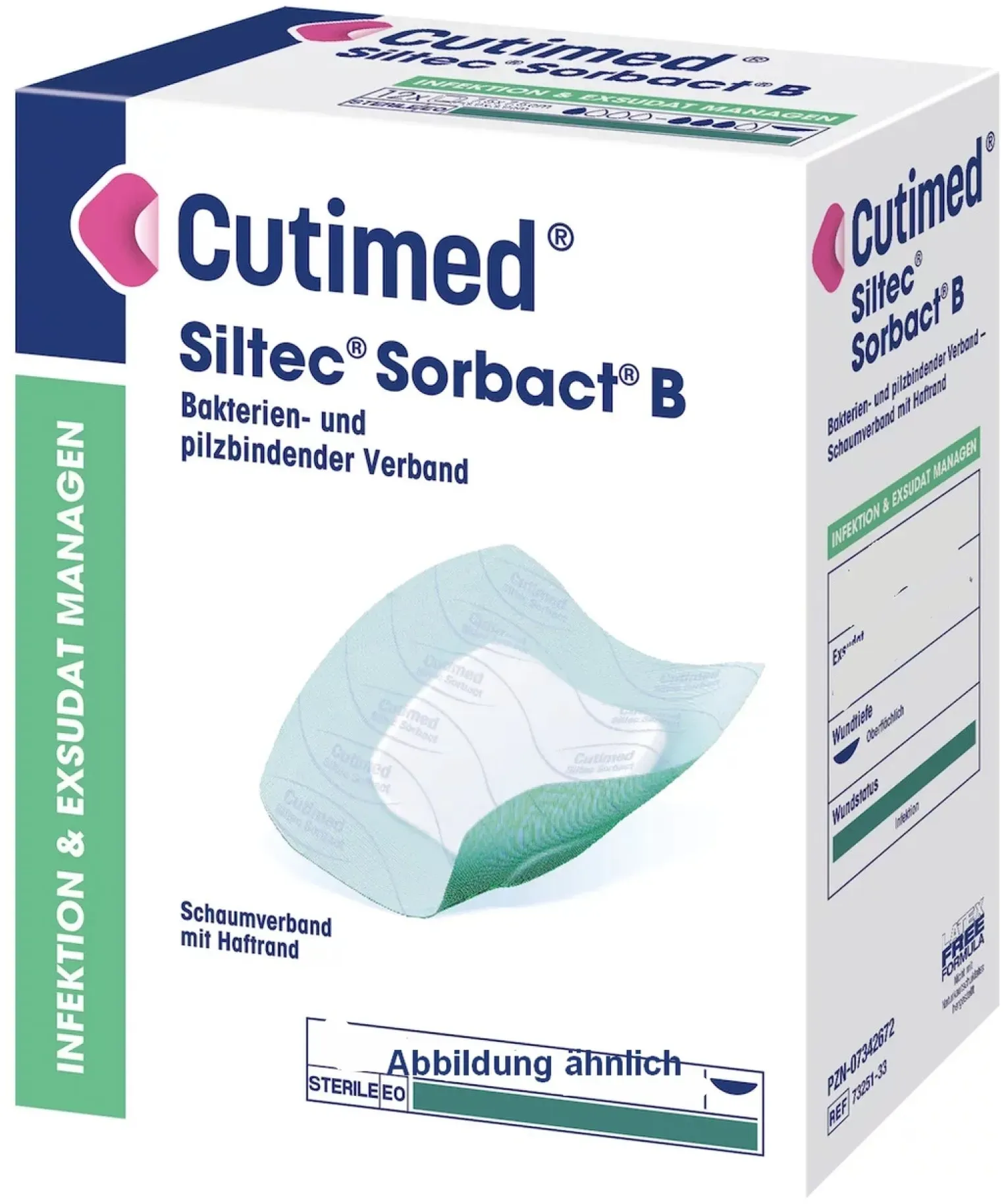 CUTIMED Siltec Sorbact B PU-Verband 7,5x7,5 cm 12 ST  7325133