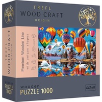 Trefl - Holzpuzzle, Bunte Luftballons Puzzle - 1000 Teile, Wood Craft, unregelmäßige Formen, 100 Figuren amerikanischer Denkmäler und Symbole, modernes Premium Puzzle, DIY, holzpuzzle Erwachsene