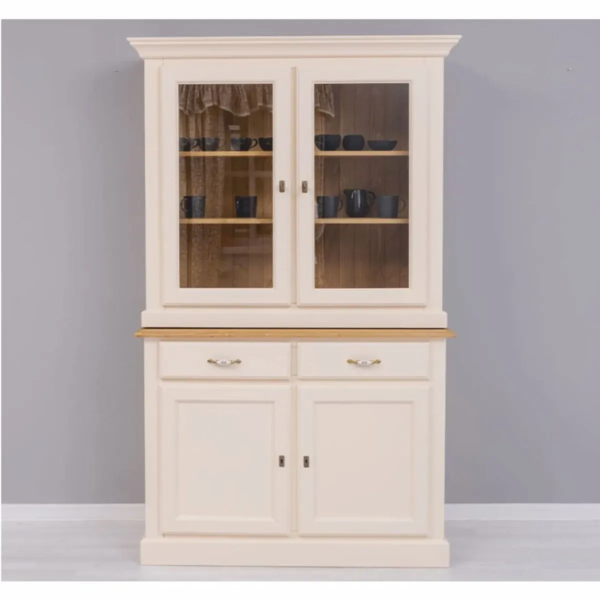 Casa Padrino Landhausstil Esszimmer Schrank Creme / Naturfarben 126 x 45 x H. 200 cm - Esszimmer Möbel