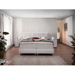 Boxspringbett ALINA "Luella", grau (hellgrau tcm 39), B:224cm L:214cm, Komplettbetten, Boxspringbett, ADA trendline Boxspringbett, inkl. Matratze und Viscoschaum-Topper