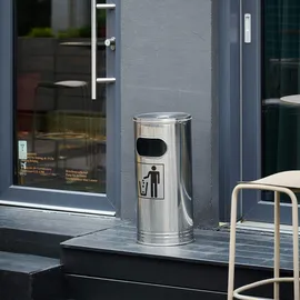 Wesco Standascher Edelstahl, 15 l Stahl mit Aschenbecher