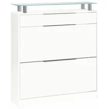 borchardt Möbel Oliva 89 x 104 x 24 cm mit 2 Doppeltrommeln und 1 Schubkasten weiß matt / weiß