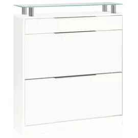 borchardt Möbel Oliva 89 x 104 x 24 cm mit 2 Doppeltrommeln und 1 Schubkasten weiß matt / weiß